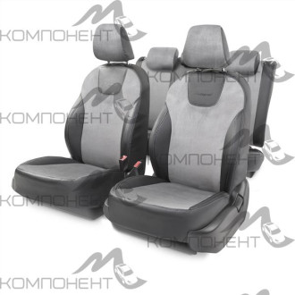 Авточехлы алькантара+экокожа 12пр. SKODA OCTAVIA-3 (2013+) черн./т.сер.