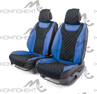 Накидки на передние сиденья каркас 3D экокожа/алькантара 2шт Car Performance ромб порол.10мм черн/си