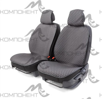 Накидки на передние сиденья лен 2шт. Car Performance fiberflax мелк плетен+ромб порол.10мм сер/сер.