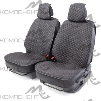 Накидки на передние сиденья каркас лен 2шт Car Performance fiberflax круп плетен+ромб порол.10мм чер