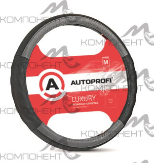 Оплетка руля M кожа нат. AUTOPROFI LUXURY с прострочкой Черно/Серая