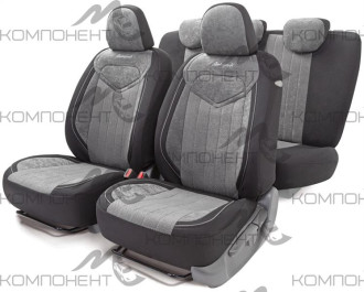 Авточехлы велюр 15пр. SIGNATURE черный/темно-серый