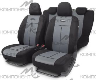Авточехлы полиэстер/полиэстер 9пр. TT универс. AIRBAG черн./темно-серый