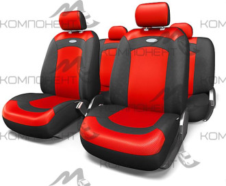 Авточехлы велюр/сетка 8пр. EXTREME универс. AIR MESH черн./крас.