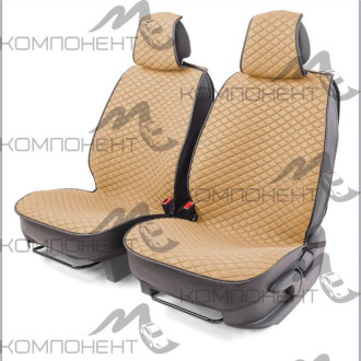 Накидки на передние сиденья каркас лен 2шт Car Performance fiberflax круп плетен+ромб порол.10мм беж