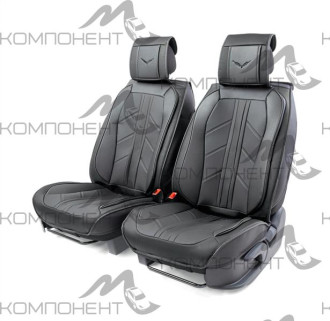 Накидки на передние сиденья каркас 3D экокожа 2шт Car Performance порол.12мм черн