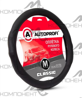 Оплетка руля M экокожа AUTOPROFI Classic объемная прострочка Черный