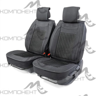 Накидки на передние сиденья каркас алькантара 2шт Car Performance fiberflax коса порол.12мм черн.