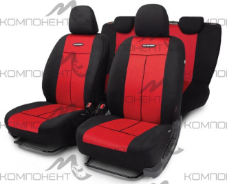 Авточехлы полиэстер/сетка 9пр. TT универс. AIR MESH AIRBAG черн./крас.