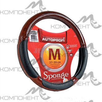 Оплетка руля M экокожа AUTOPROFI имитация натур.дерева из ПВХ наполнитель 1см поролон Черная