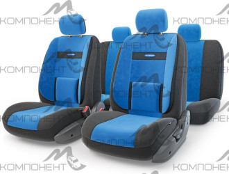 Авточехлы велюр 11пр. COMFORT универс. черн./син.