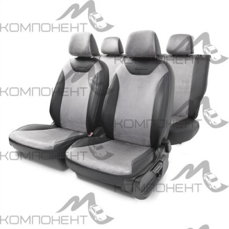 Авточехлы алькантара+экокожа 13пр. VOLKSWAGEN POLO-5 (2009+) черн./т.сер.