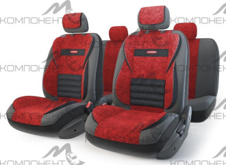 Авточехлы экокожа+флок 11пр. MULTI COMFORT универс. черн./крас.