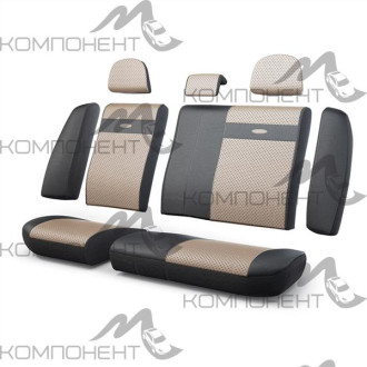 Авточехлы экокожа 13пр. Трансформеры задний ряд черн./светло-бежевый