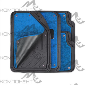 Коврик салона 4пр. AUTOPROFI FOCUS 2 термопласт черн/син (72*50/50*55) съемный ковролин