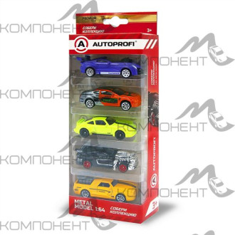 Набор коллекционных машинок 1:64, 5 штук (RCN-001 VIOLET, SUP-001 OR/SL, SUP-911 GR, ROD-002 BK, FAN