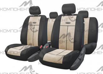 Авточехлы полиэстер/велюр 9пр. TT универс. AIRBAG черн./светло-бежевый
