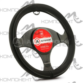 Оплетка руля M нубук синт AUTOPROFI контрастная полоса по окружности, прострочка Черный