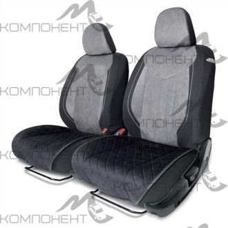 Накидки на нижнюю часть сиденья AUTOPROFI алькантара 2шт простроч. порол.10мм антискольз. Черн