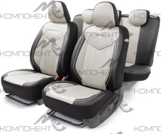Авточехлы экокожа 15пр. SIGNATURE черный/белый