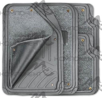 Коврик салона 4пр. AUTOPROFI FOCUS 2 термопласт серый (72*50/50*55) съемный ковролин