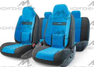 Авточехлы велюр  9пр. COMFORT универс. черн./син.