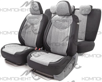 Авточехлы велюр 15пр. SIGNATURE черный/серый