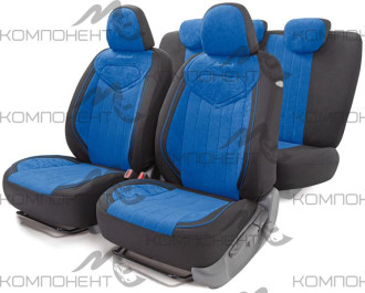 Авточехлы велюр 15пр. SIGNATURE черный/синий