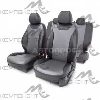 Авточехлы алькантара+экокожа 14пр. KIA Ceed-2, 2012-2018гв черн/т. серый