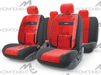 Авточехлы велюр 11пр. COMFORT универс. черн./крас.