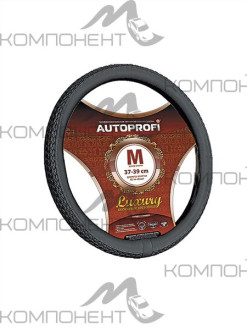 Оплетка руля M экокожа AUTOPROFI LUXURY плетеные вставки Черная