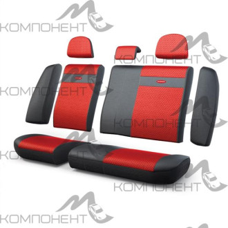 Авточехлы экокожа 13пр. Трансформеры задний ряд черн./красный