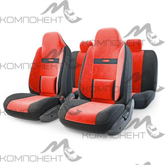 Авточехлы велюр  9пр. COMFORT универс. черн./крас.