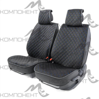 Накидки на передние сиденья каркас алькантара 2шт Car Performance ромб порол.8мм черн/син.
