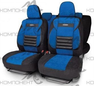 Авточехлы велюр 11пр. COMFORT COMBO универс. черн./син.