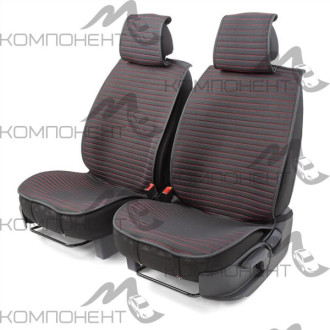 Накидки на передние сиденья лен 2шт. Car Performance fiberflax средн плетен порол. 8мм черн/крас.