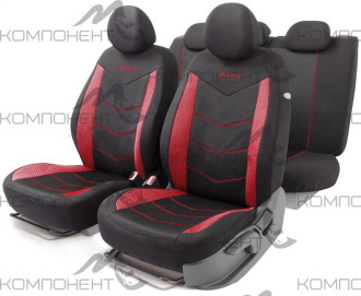 Авточехлы объемная сетчатая ткань 11пр. AEROBOOST черный/красный