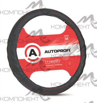 Оплетка руля M кожа нат. AUTOPROFI LUXURY с прострочкой Черная