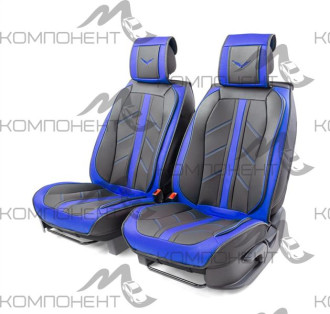 Накидки на передние сиденья каркас 3D экокожа 2шт Car Performance порол.12мм чер/син