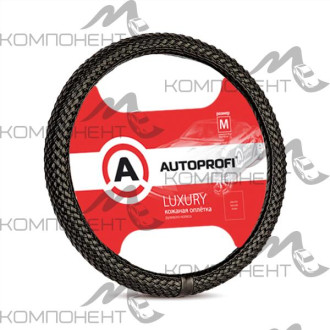 Оплетка руля M экокожа AUTOPROFI LUXURY полностью плетеная Черная