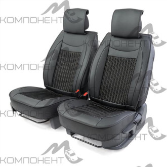 Накидки на передние сиденья каркас экокожа 2шт Car Performance коса порол.12мм черн.