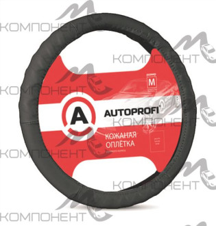 Оплетка руля M кожа нат. AUTOPROFI протектор "елочкой" Черная