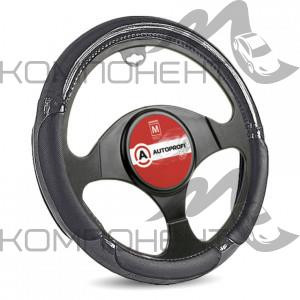 Оплетка руля M экокожа AUTOPROFI имитация натур.дерева из ПВХ наполнитель 1см поролон Черная