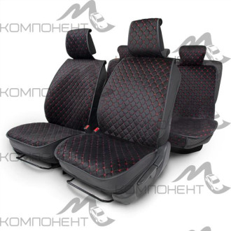 Накидки на весь салон каркас алькантара 5шт Car Performance поролон 8мм черн/красный