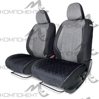 Накидки на нижнюю часть сиденья AUTOPROFI алькантара 2шт простроч. порол.10мм антискольз. черн/син