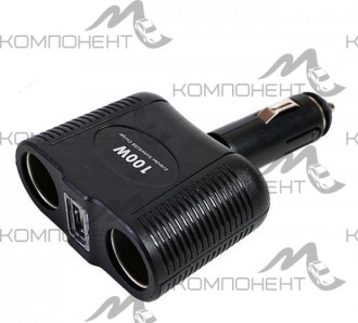 Разветвитель прикуривателя 2 гнезда + 1USB 1,2A 1652 OLESSON