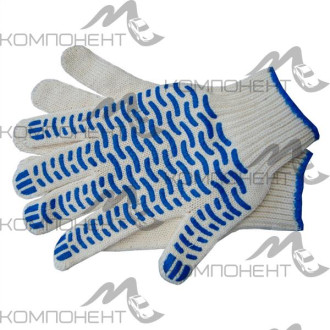 Перчатки х/б с ПВХ "Волна" 10кл. № 4 белые