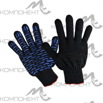 Перчатки х/б с ПВХ "Волна" 10кл. № 5 черные