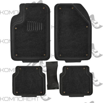 Коврик салона 5пр. SKYWAY Cold-3 полиуретан черный (73*50/60*26/50*55) съемный ковролин