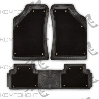 Коврик салона 3пр. SKYWAY Cold-2  полиуретан задний черный (80*53/48*147,5) съемный ковролин
